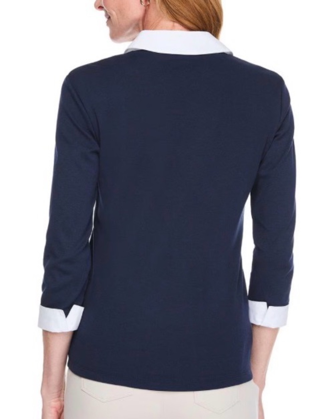 Classic Navy V-Neck Women’s Sweater - Picture 2 of 5